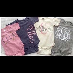 baby girl or boy onesies set monogrammed